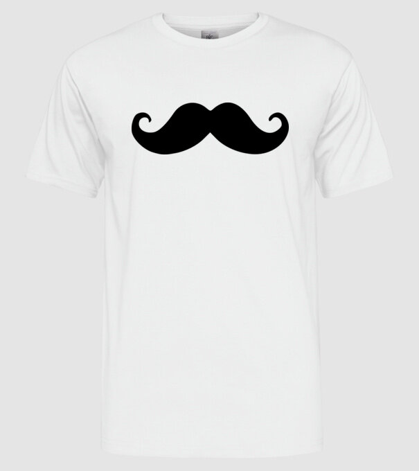 mustață1 model alb pe tricou