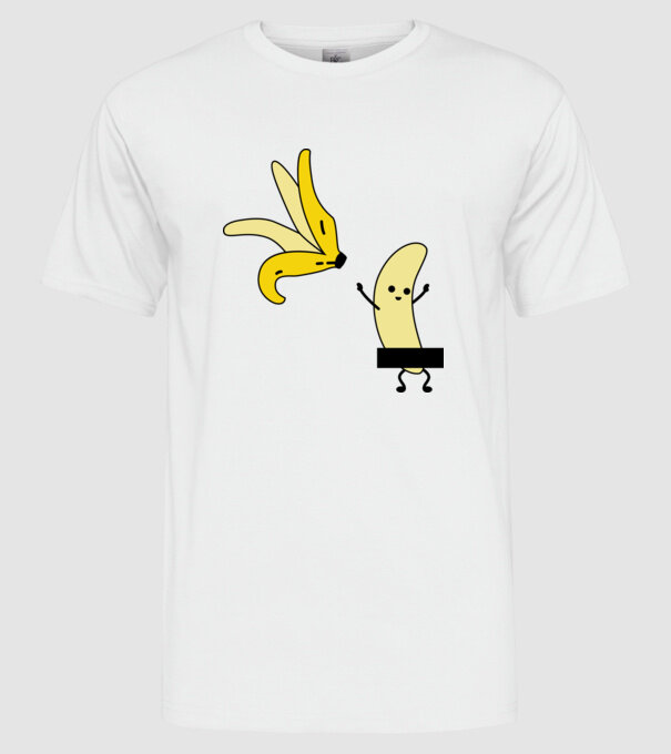 Cuplu Banană băiat model alb pe tricou