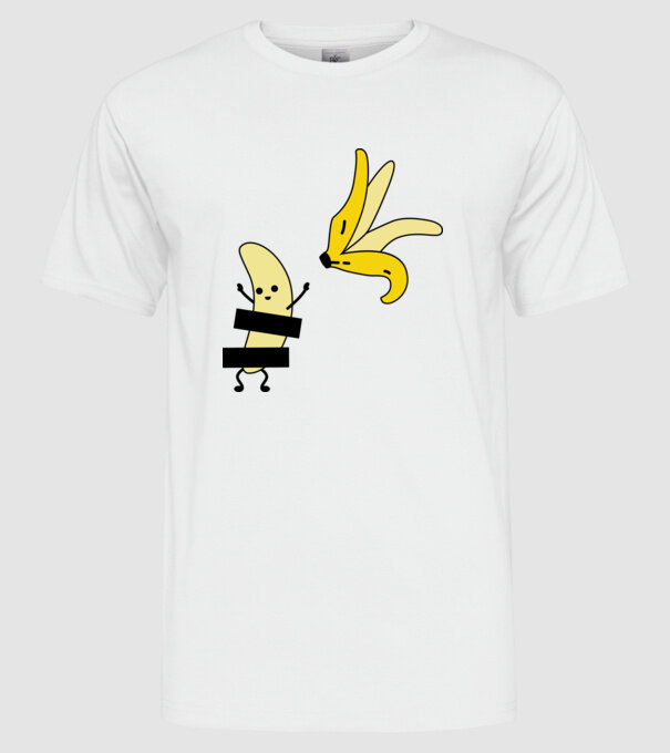 Cuplu Banană fată model alb pe tricou