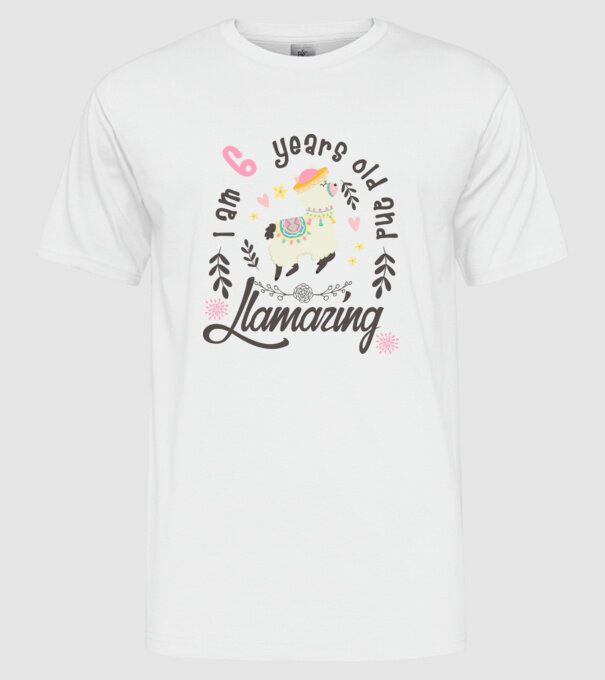 Birthday Llamazing 6 years old model alb pe tricou