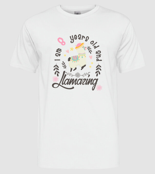 Birthday Llamazing 8 years old model alb pe tricou