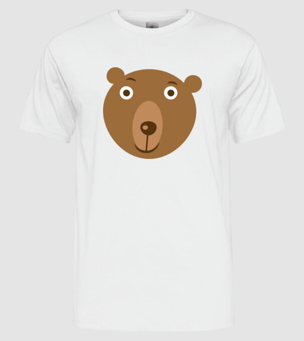 Bear Face model alb pe tricou
