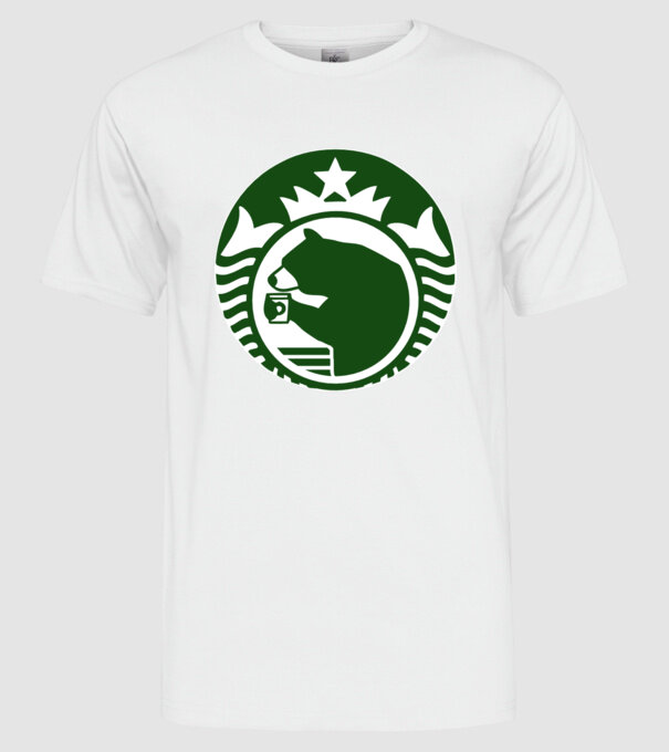 Bear Bucks model alb pe tricou