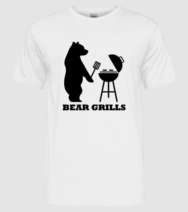 Bear Grills model alb pe tricou