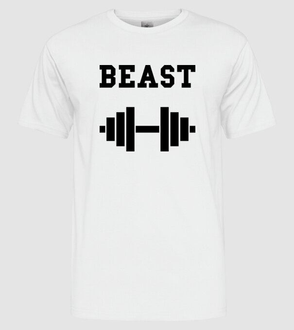 Beast model alb pe tricou