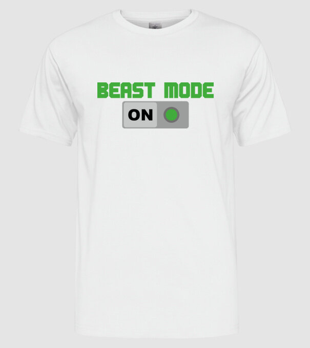 Beastmode model alb pe tricou