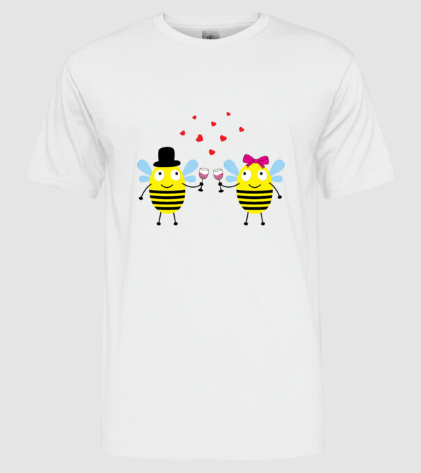 Bee Love model alb pe tricou