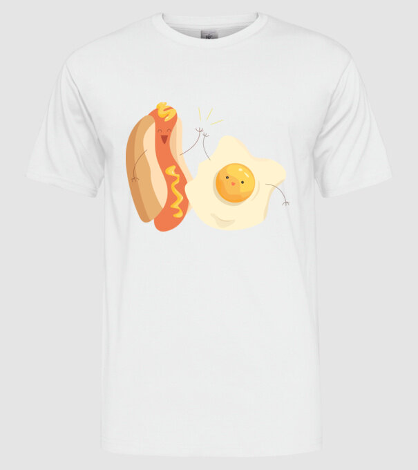 best friends hot dog egg model alb pe tricou