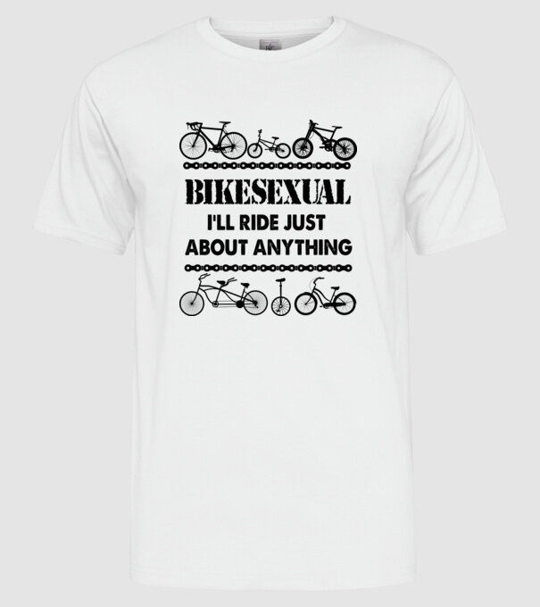 Bikesexual model alb pe tricou
