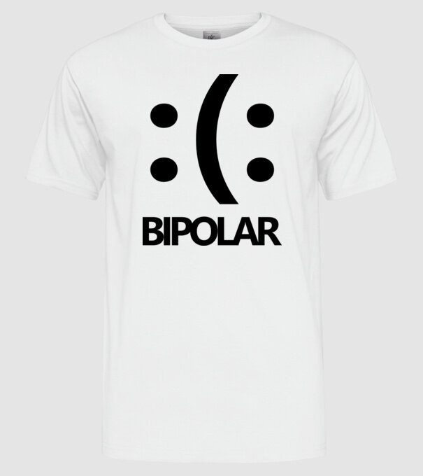 Bipolar model alb pe tricou