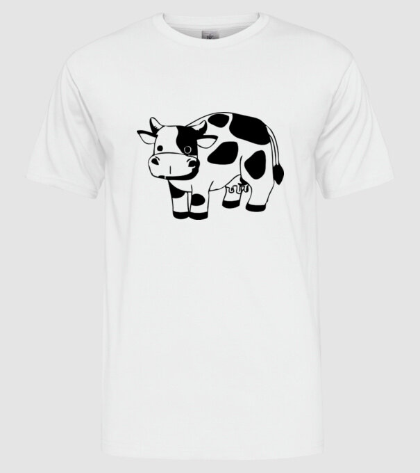 Vițel model alb pe tricou