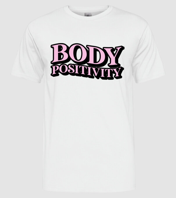 BodyPositivity model alb pe tricou