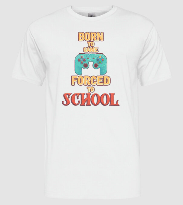 Born to game model alb pe tricou