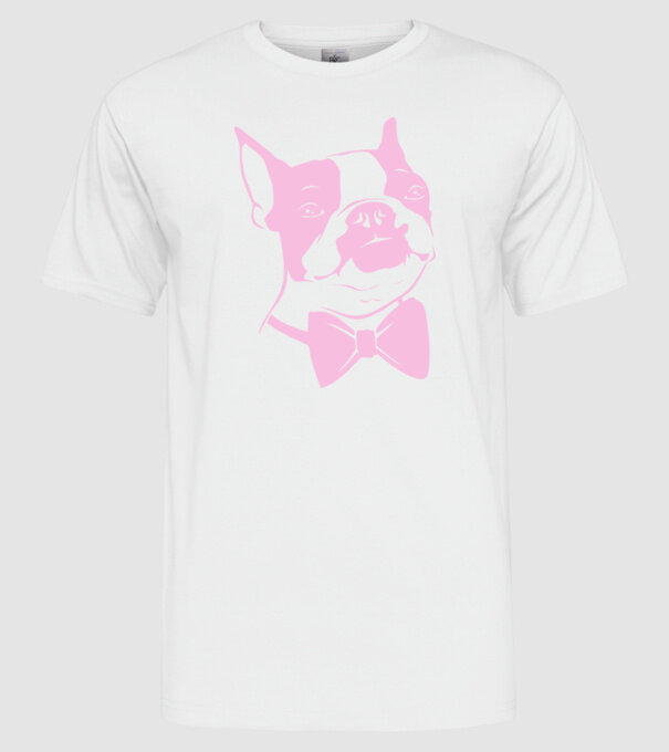 Boston Terrier model alb pe tricou