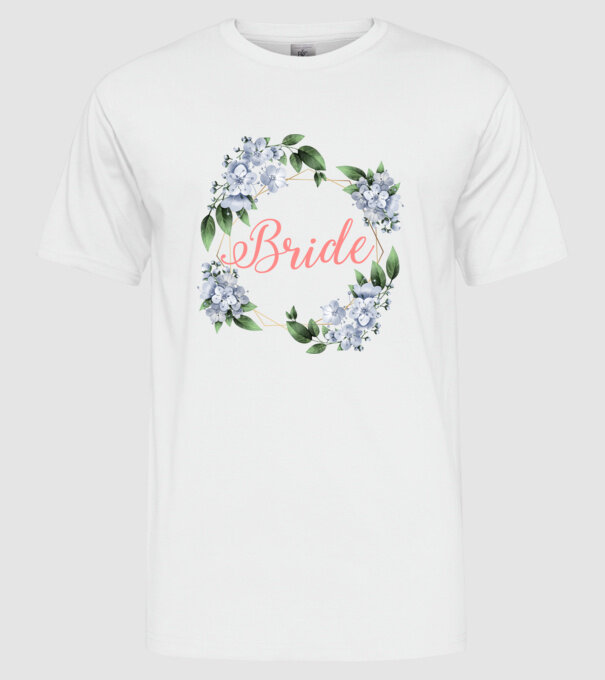 BRIDE blue floral model alb pe tricou