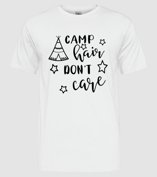 Camp hair teepee model alb pe tricou