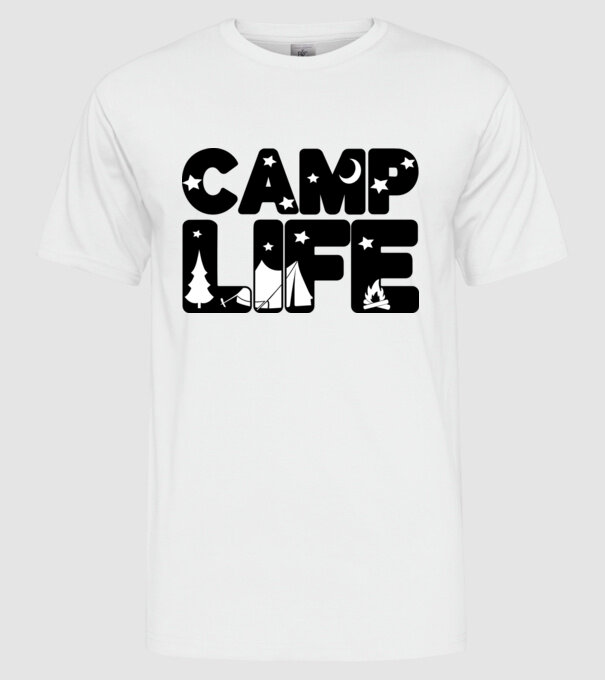 Camp life 2c model alb pe tricou