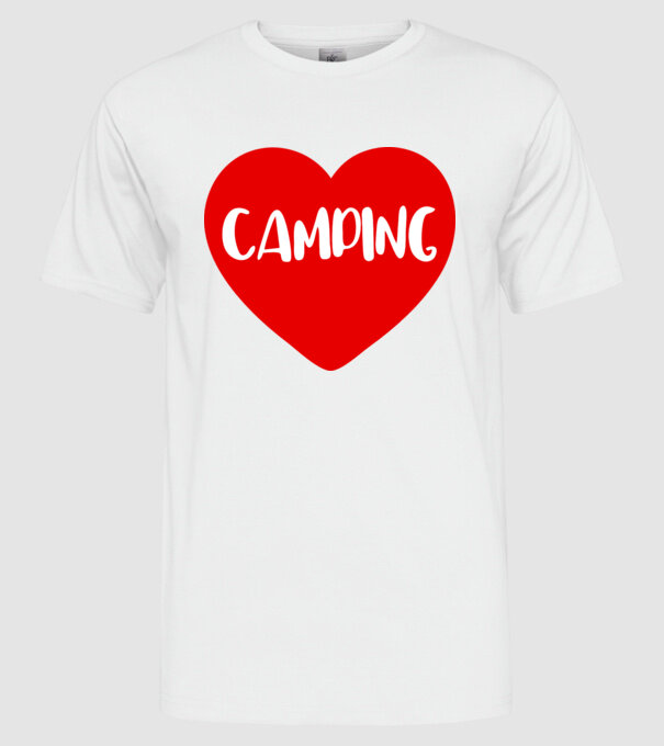 Camping heart model alb pe tricou