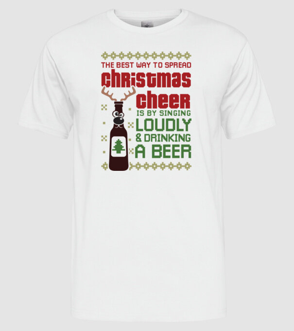 Christmas cheer beer pulovăr urât model alb pe tricou