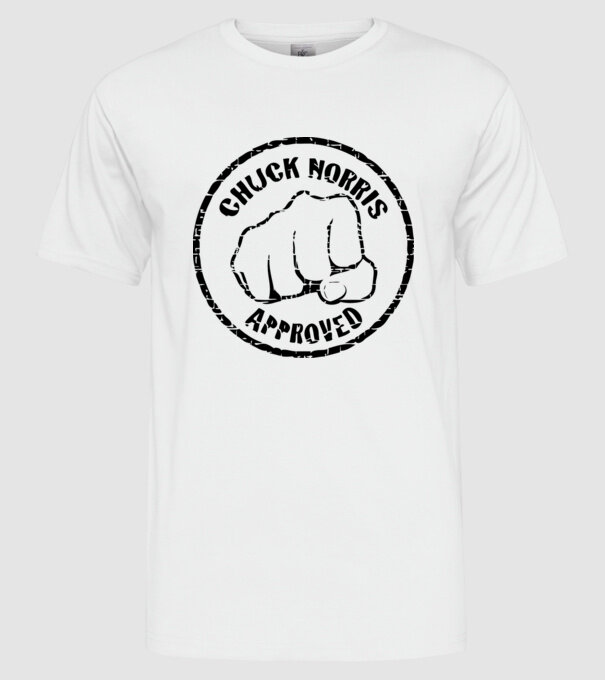 Chuck Norris Approved model alb pe tricou