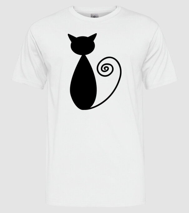 Siluetă pisică model alb pe tricou