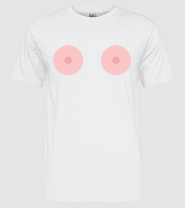 Țâțe model alb pe tricou