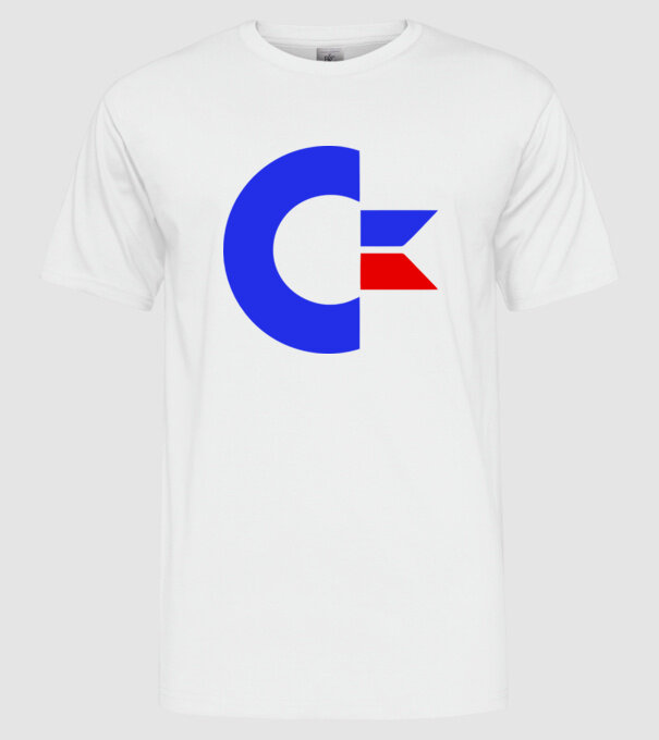 Logo Commodore model alb pe tricou