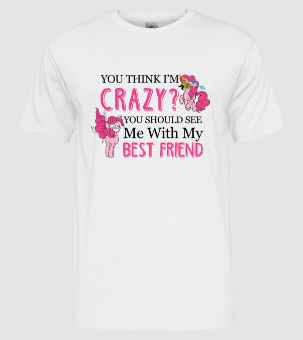 Crazy Friend Unicorn model alb pe tricou