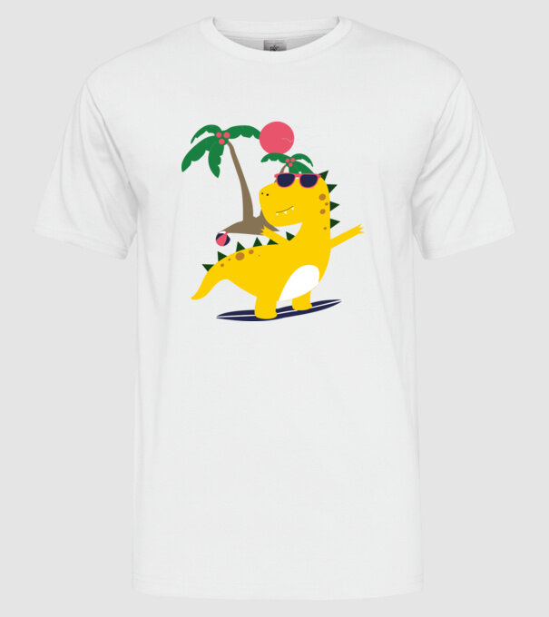 dinozaur drăguț vară model alb pe tricou
