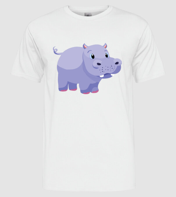 Hipopotam drăguț model alb pe tricou
