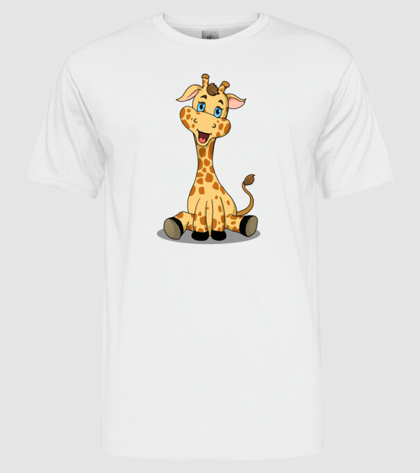 Cute giraffe model alb pe tricou