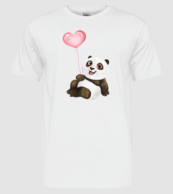 Cute panda with heart model alb pe tricou