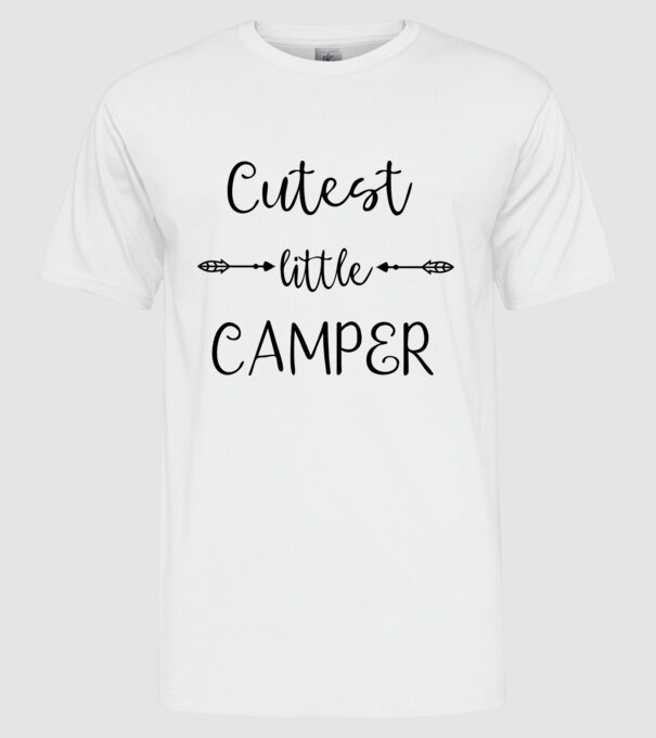 Cutest little camper model alb pe tricou