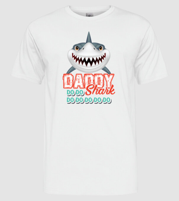 Daddy shark model alb pe tricou
