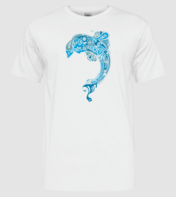 delfin model alb pe tricou