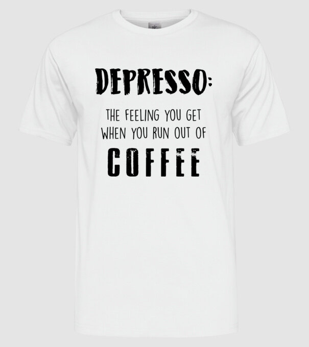 Depresso model alb pe tricou