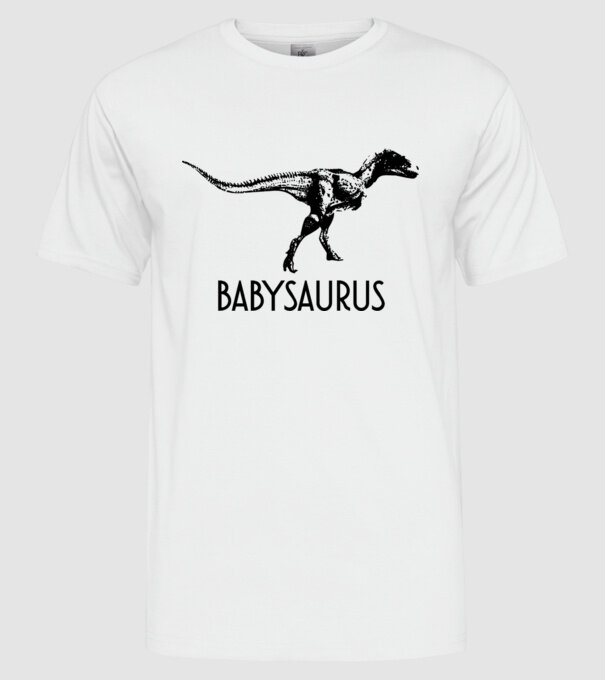 Familia de dinozauri Babysaurus model alb pe tricou