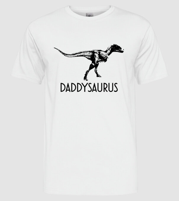 Familia de dinozauri Daddysaurus model alb pe tricou