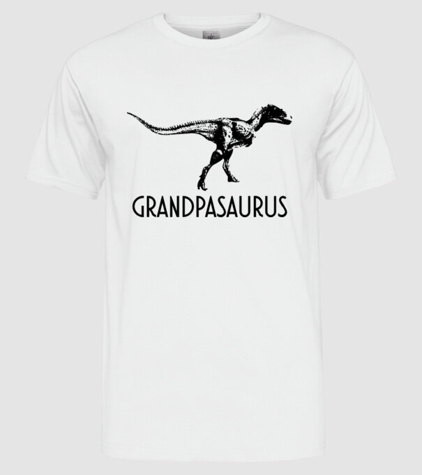 Familia de dinozauri Grandpasaurus model alb pe tricou
