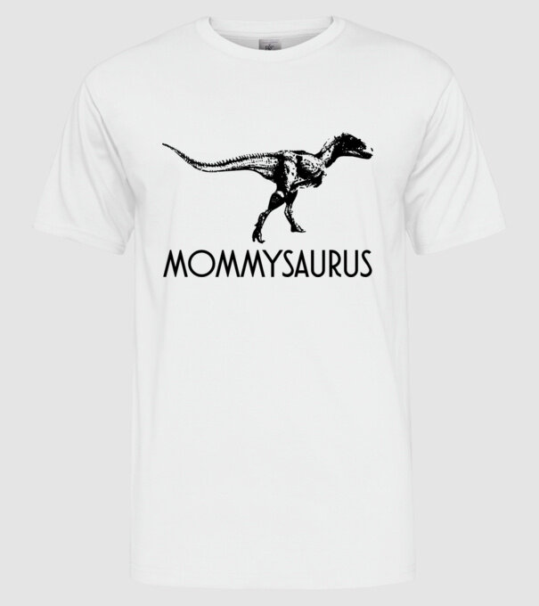 Familia de dinozauri Mommysaurus model alb pe tricou