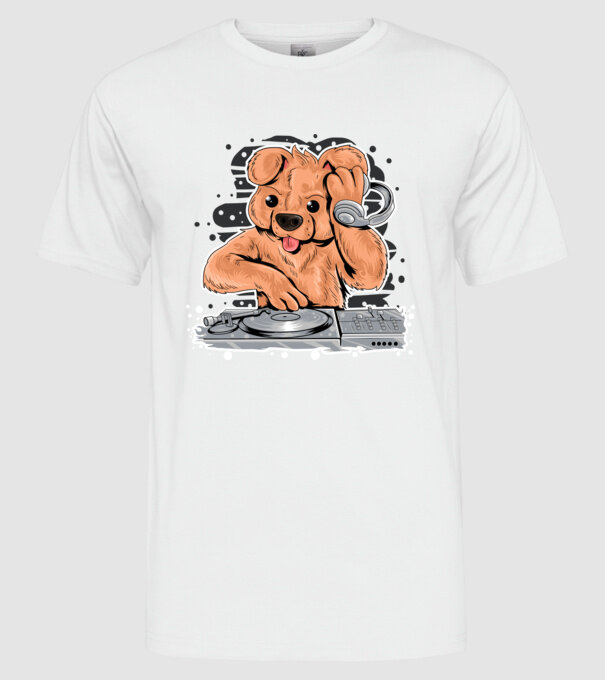 Urs Dj model alb pe tricou