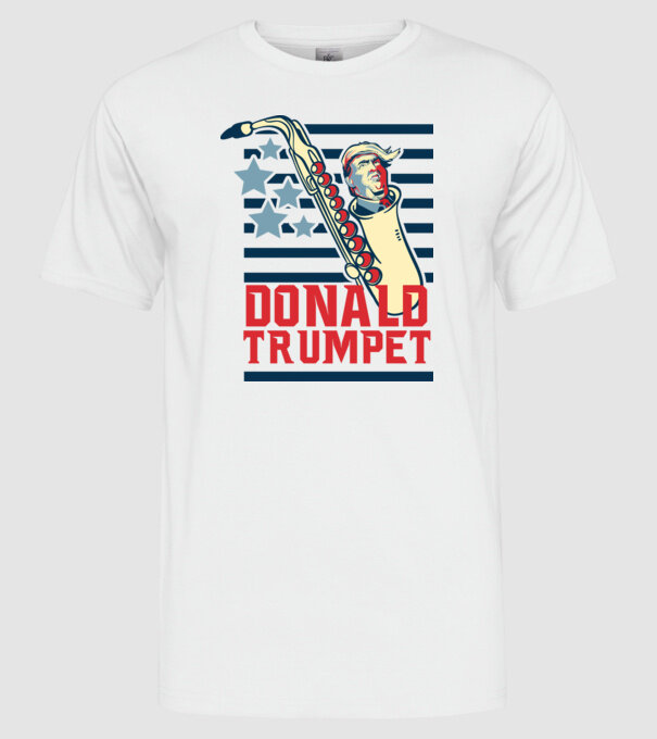 donald trumpet yoh model alb pe tricou