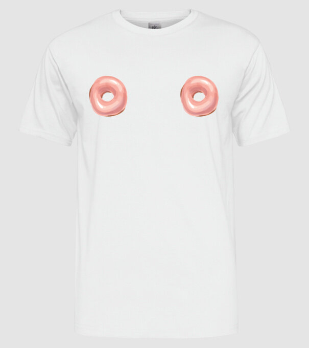 Donut titties model alb pe tricou