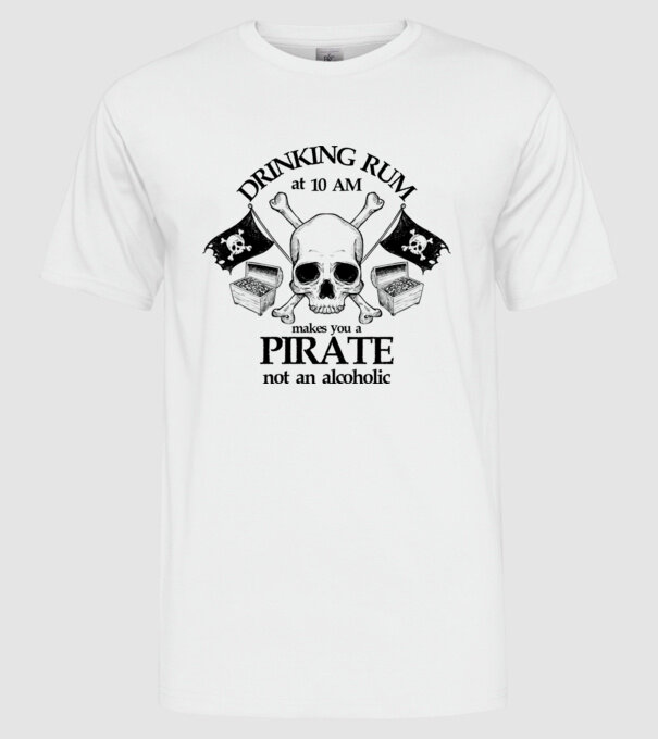Drinking rum model alb pe tricou