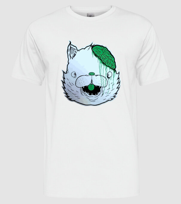 Dropdead! Cat model alb pe tricou