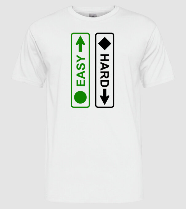 Easy - Hard model alb pe tricou