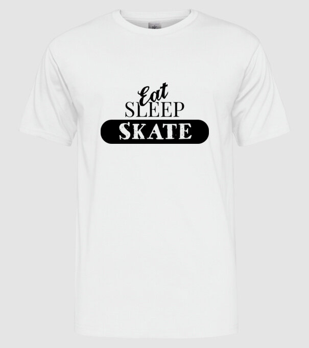 eat sleep skate model alb pe tricou