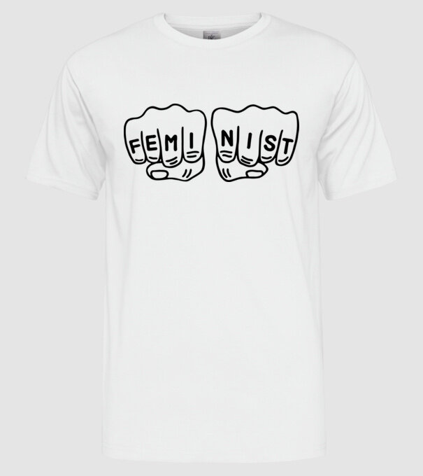 Feminist model alb pe tricou