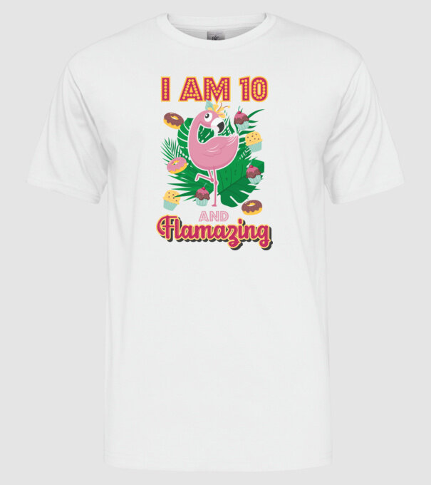 FLAMAZING Birthday 10 Years old model alb pe tricou