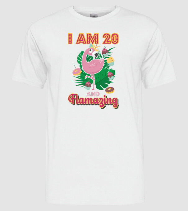FLAMAZING Birthday 20 Years old model alb pe tricou